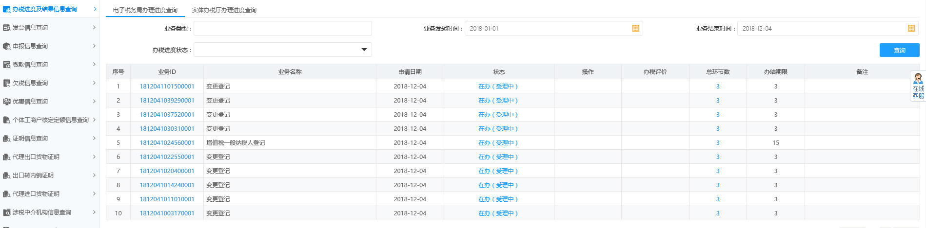 河南省電子稅務(wù)局辦稅進(jìn)度及結(jié)果信息查詢(xún)