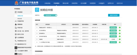 展示納稅人按期應申報信息