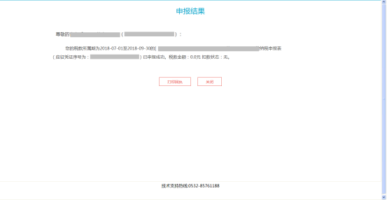 申報(bào)結(jié)果回執(zhí)界面