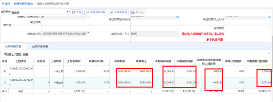 城鎮(zhèn)土地使用稅申報(bào)及減免稅額