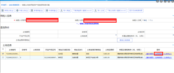 點擊土地信息中的“應(yīng)稅明細(xì)”按鈕